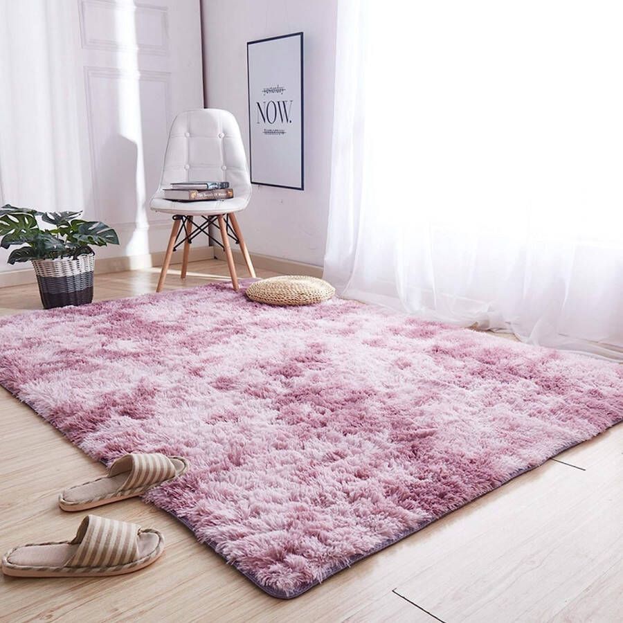 Vloerkleden voor woonkamer Shaggy Hoogpolig laagpolig tapijt Woonkamer Slaapkamerkleed Kinderkamer Tapijten roze 60x120cm