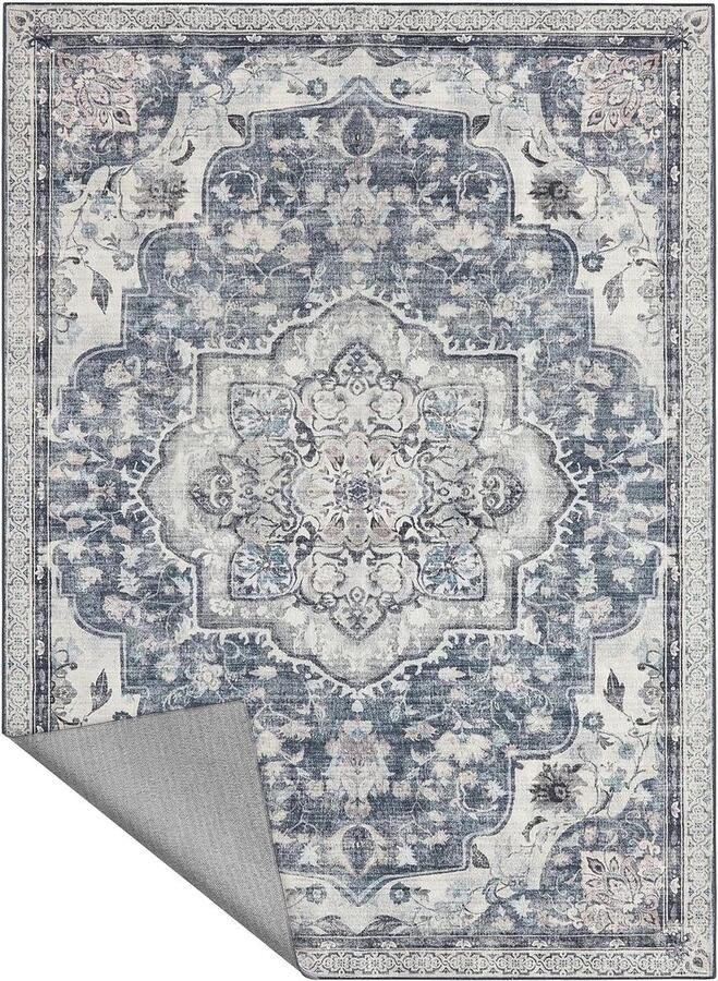 Vloerkleed 120 x 170 cm Antisliptapijt Traditionele vintage stijl Duifgrijs