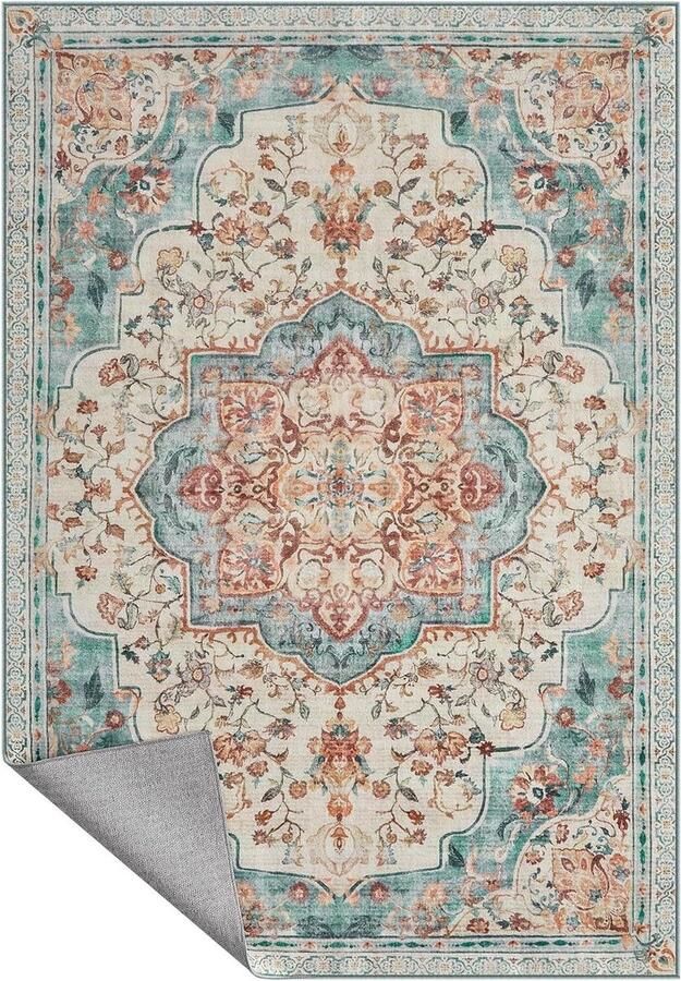 Vloerkleed 120 x 170 cm Woonkamertapijt Antisliptapijt Aquamarijn Machinewasbaar