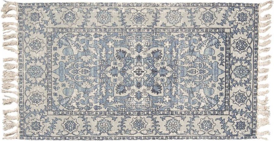 Vloerkleed 140*200 cm Blauw Grijs Beige Katoen Rechthoek Tapijt Wandkleed Wandtapijt