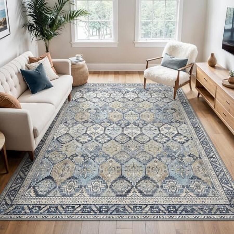 Vloerkleed 160x230cm Antislip Wasbaar Vintage Design voor Woonkamer Keuken en Slaapkamer