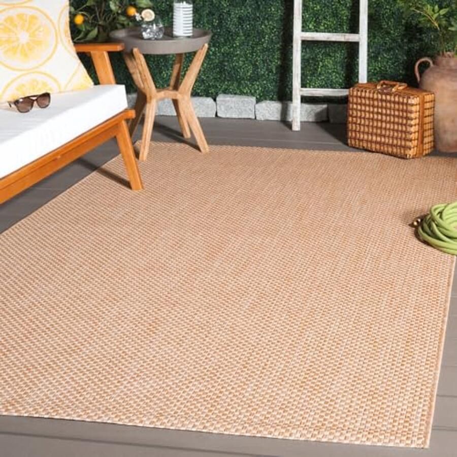 Vloerkleed 5'3 x 7'7 Natuurlijk Crème Onderhoudsvriendelijk Wasbaar Ideaal voor Binnen en Buiten Perfect voor Terras en Tuin