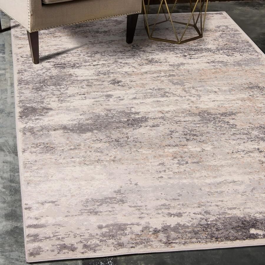 Vloerkleed Abstract Vintage Modern Tapijt voor Woonkamer Slaapkamer & Eetkamer 160x220 cm Beige Grijs