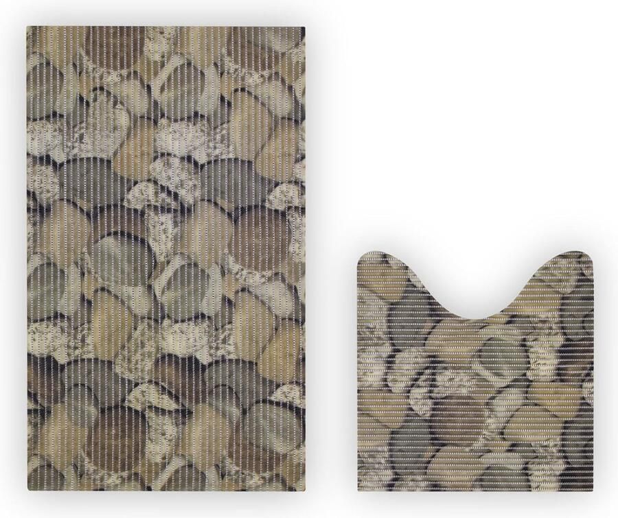Vloerkleed badgarnituur 2-delig stenen zachte schuimmat (80 x 48 cm 48 x 48 cm) badmat badkamertapijt antislip douche