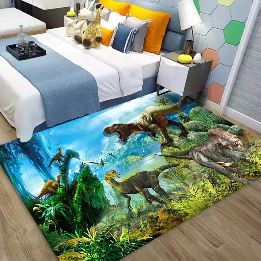 Vloerkleed dinosaurus dino anti-slip tapijt keukenkleed salontafel kleed woonkamer slaapkamer foam 120 x 160 cm