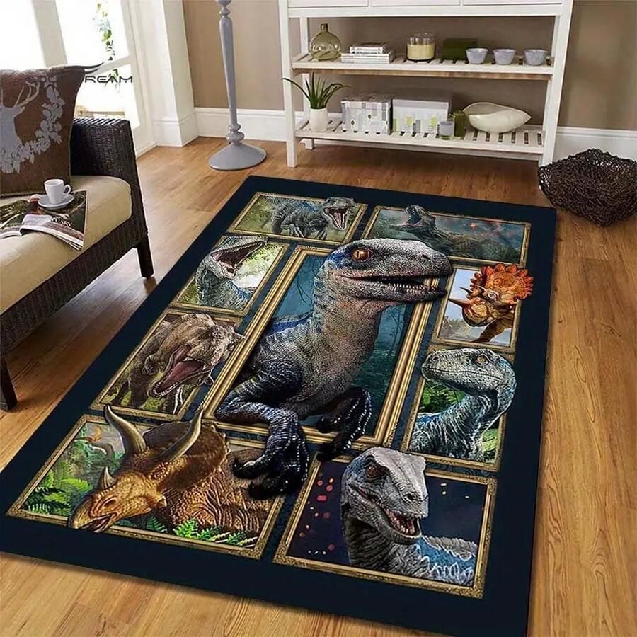 Vloerkleed Dinosaurussen Dino Tyrannosaurus Rex antislip speelkleed tapijt keukenkleed salontafel kleed woonkamer slaapkamer foam 80 x 120 cm
