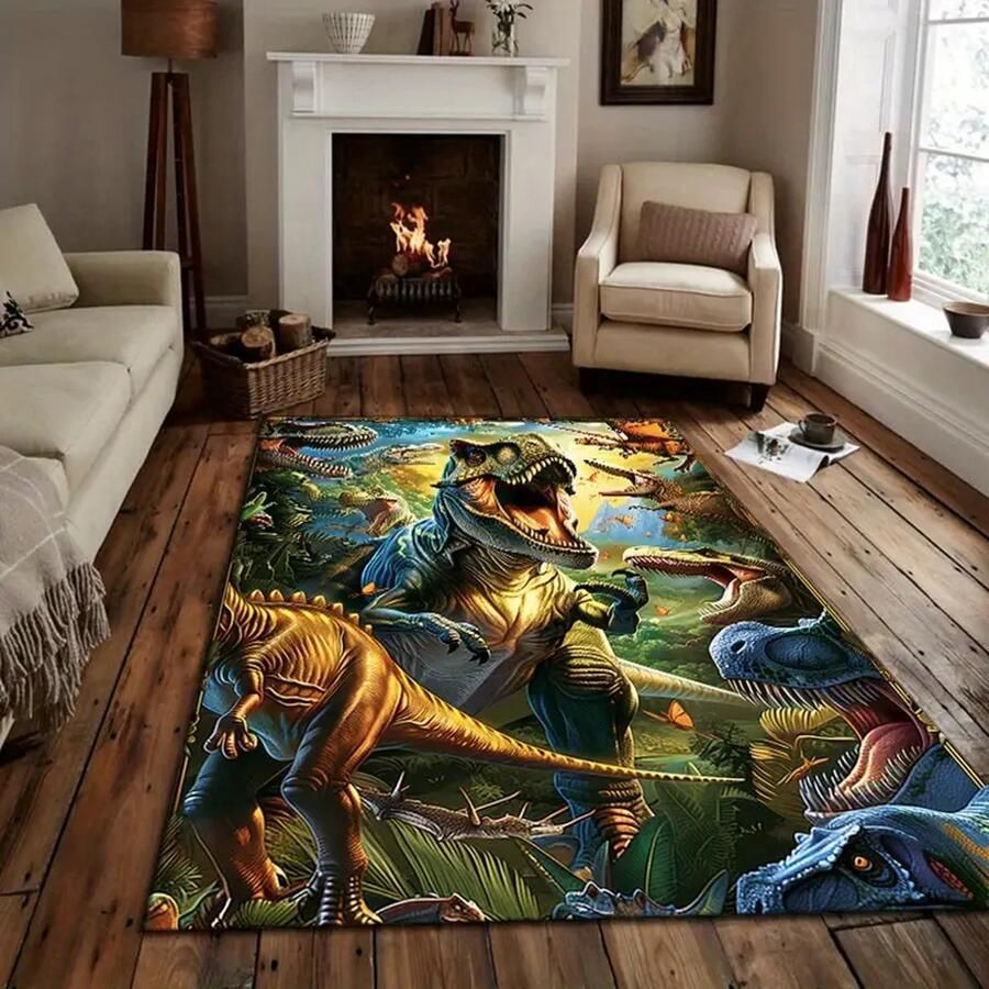 Vloerkleed Dinosaurussen Dino Tyrannosaurus Rex antislip tapijt keukenkleed salontafel kleed woonkamer slaapkamer foam 80 x 120 cm