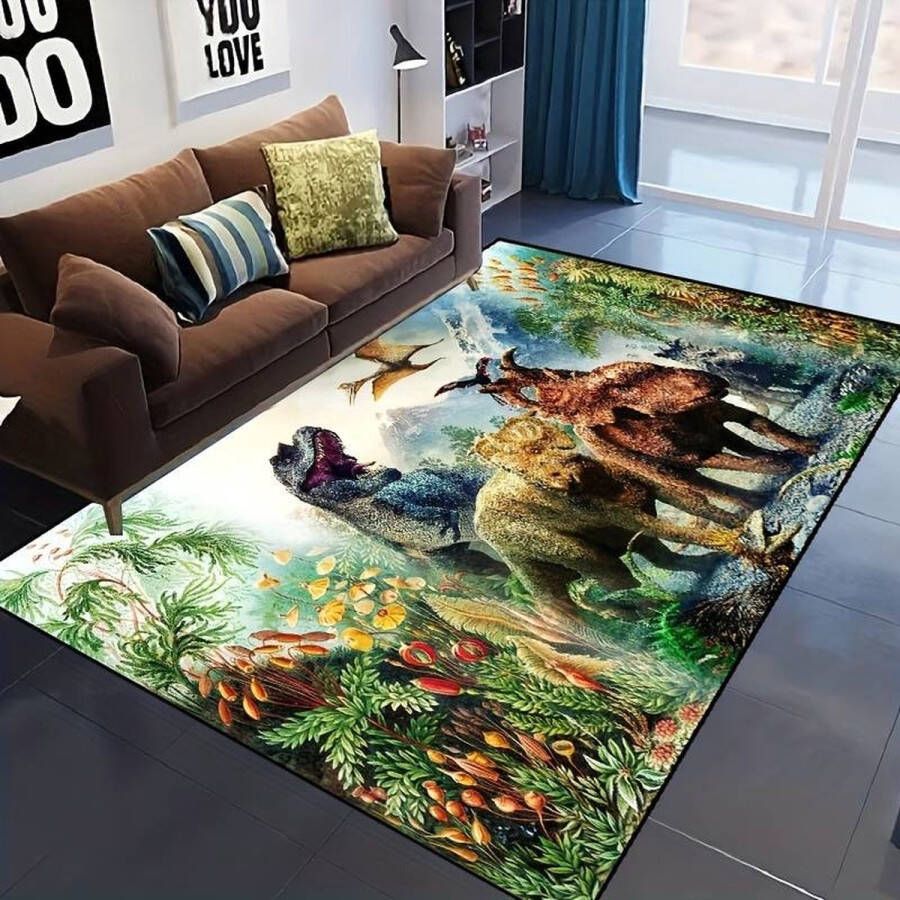 Vloerkleed Dinosaurussen Dino Tyrannosaurus Rex speelkleed antislip tapijt keukenkleed salontafel kleed woonkamer slaapkamer 80 x 120 cm