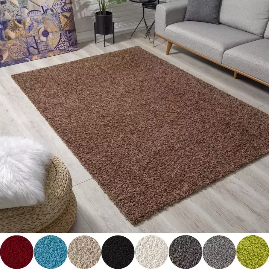 Muratap Loca Shaggy Vloerkleed Bruin 160x230 CM Vloerkleed Hoogpolig Tapijt Woonkamer Slaapkamer - Foto 2
