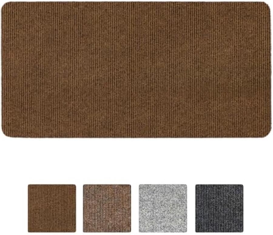 Vloerkleed en deurmat 40 x 80 cm Lichtbruin Antislip Vuilvangmat voor Binnen en Buiten