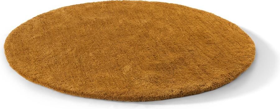 Vloerkleed Faye rond 160cm zachte shaggy hoogpolig kleur Gold Goud