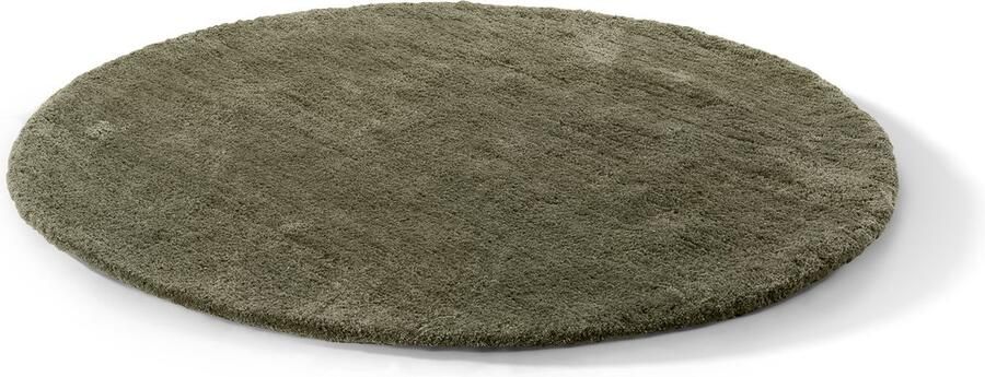 Vloerkleed Faye rond 160cm zachte shaggy hoogpolig kleur Mint Groen