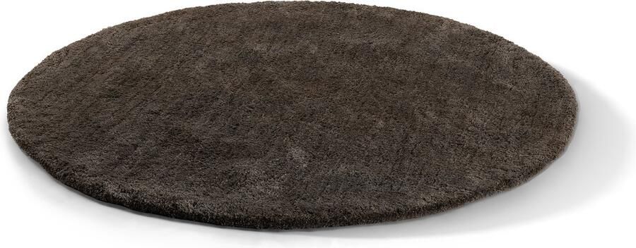 Vloerkleed Faye rond 160cm zachte shaggy hoogpolig kleur Stone Grijs