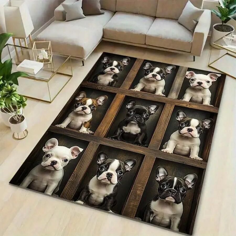 Vloerkleed Franse Bulldog antislip tapijt keukenkleed salontafel kleed woonkamer slaapkamer woondecoratie kamerdecoratie 80 x 120 cm