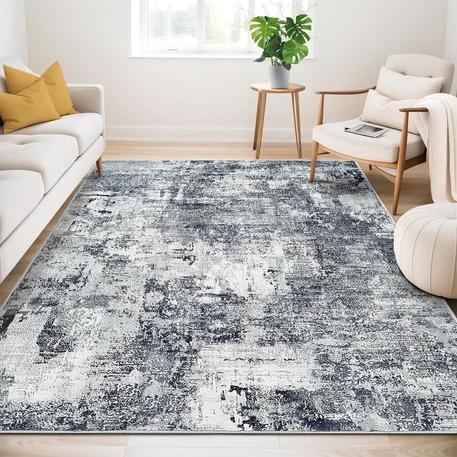 Vloerkleed grijs abstract vintage design 160 x 230 cm kunstkasjmier