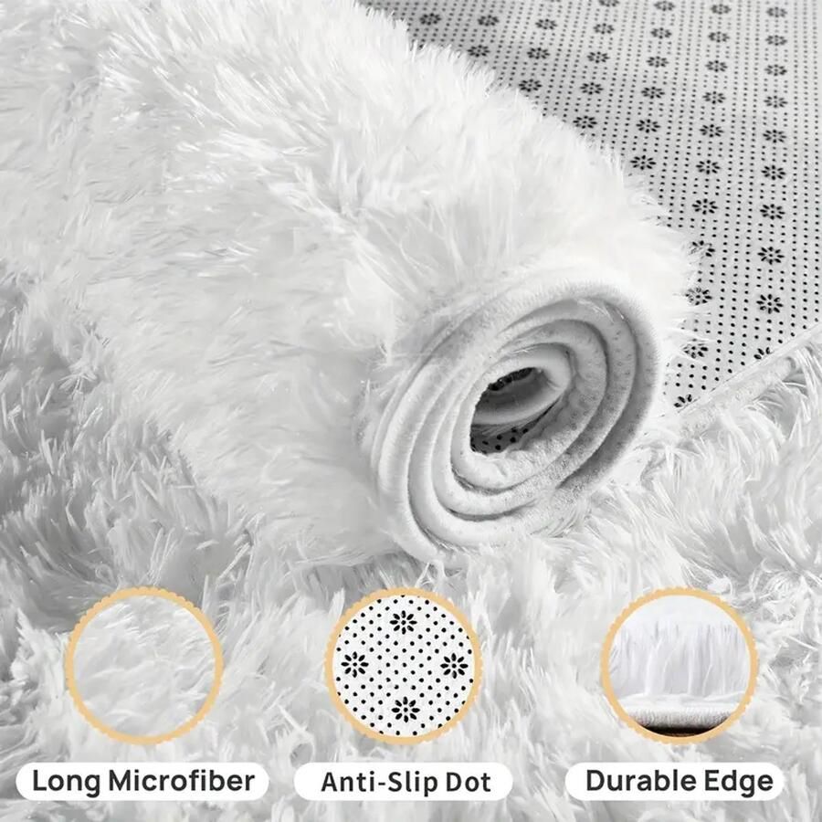 Vloerkleed Hoogpolig 160x230cm – Grijs – Zacht & Fluffy Shaggy Tapijt – Geschikt voor Woonkamer & Slaapkamer