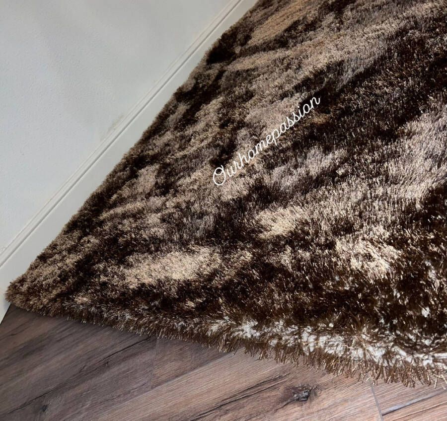 Vloerkleed hoogpolig eric kuster stijl dark brons mix
