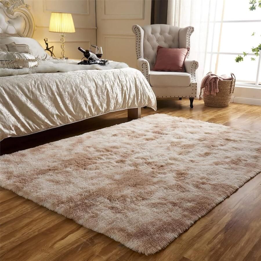 Vloerkleed Hoogpolig Woonkamer Tapijt Wasbaar Antislip Modern Wollig Behaaglijk Tapijt Voor Woonkamer Slaapkamer Kinderkamer Zacht en Onderhoudsvriendelijk 300 x 200 cm Beige