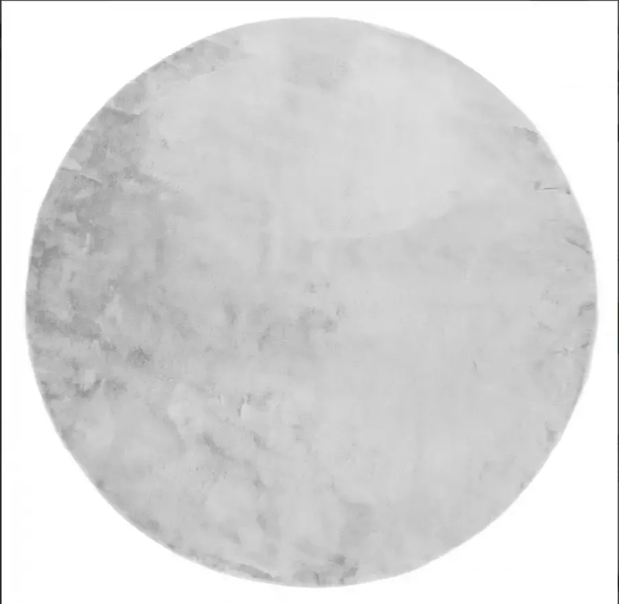 Vloerkleed Imitatiebont extra zacht grijs rond 90 cm diameter