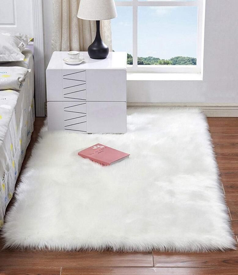 Vloerkleed Imitatiebont Schapenvacht Tapijt voor Slaapkamers en Woonkamers 60 x 120 cm