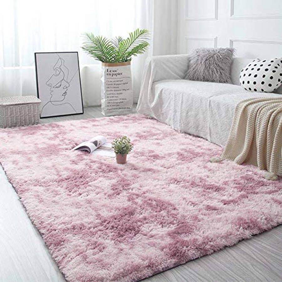 Vloerkleed Imitatiebont Tapijt zacht Roze Antislip 160 x 120 Cm Rechthoek