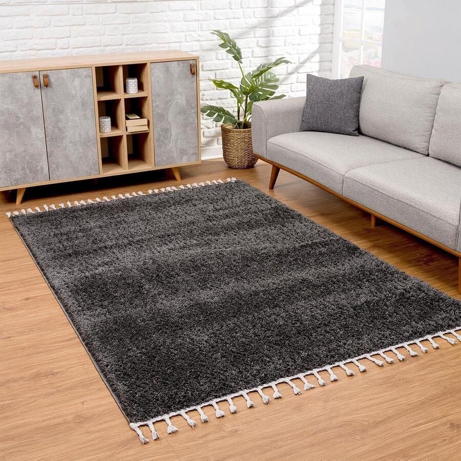 Vloerkleed jute katoen 50x80 cm handgeweven antislip hal gang keuken beige zwart vloerkleed