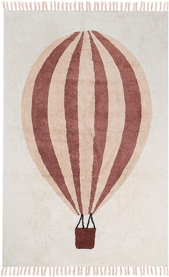 Beliani BAZALETI Vloerkleed Lichtbeige 140 x 200 cm Katoen