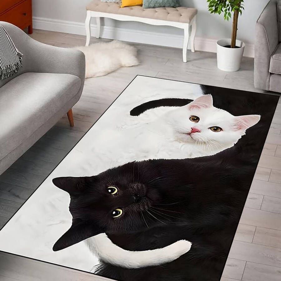 Vloerkleed katten poezen antislip tapijt keukenkleed salontafel kleed woonkamer slaapkamer 80 x 120 cm