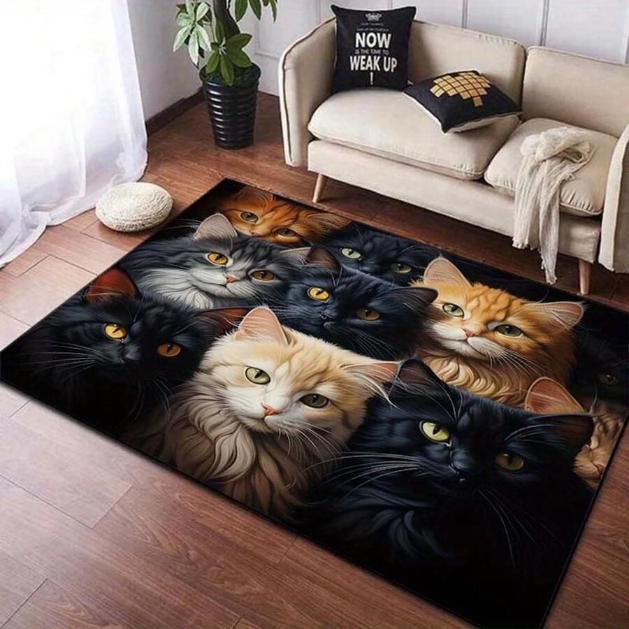 Vloerkleed katten poezen antislip tapijt keukenkleed salontafel kleed woonkamer slaapkamer 80 x 120 cm