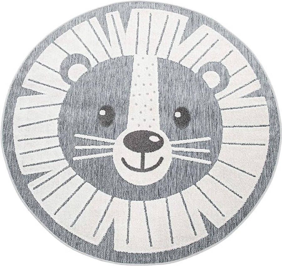 Vloerkleed Kinderkamer Outdoor Rond Speelvloerkleed Modern 3D Effect Maat:Ø 160 cm rondje Kleur:Grijs - Foto 2