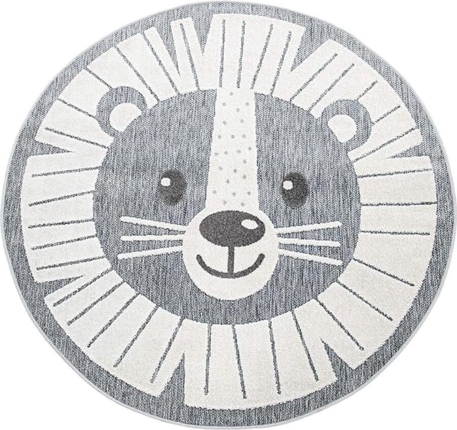 Vloerkleed Kinderkamer Outdoor Rond Speelvloerkleed Modern 3D Effect Maat:Ø 160 cm rondje Kleur:Grijs
