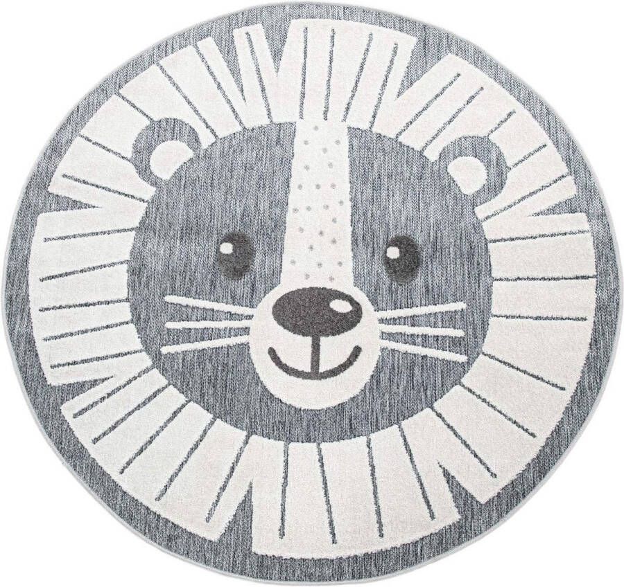 Vloerkleed Kinderkamer Outdoor Rond Speelvloerkleed Modern 3D Effect Maat:Ø 160 cm rondje Kleur:Grijs - Foto 2