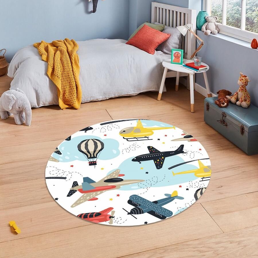 Vloerkleed Kinderkamer Speelkleed Baby Speelmat Speeltapijt Tapijt voor Kinderkamer 120*120 cm Vloerkleed Rond