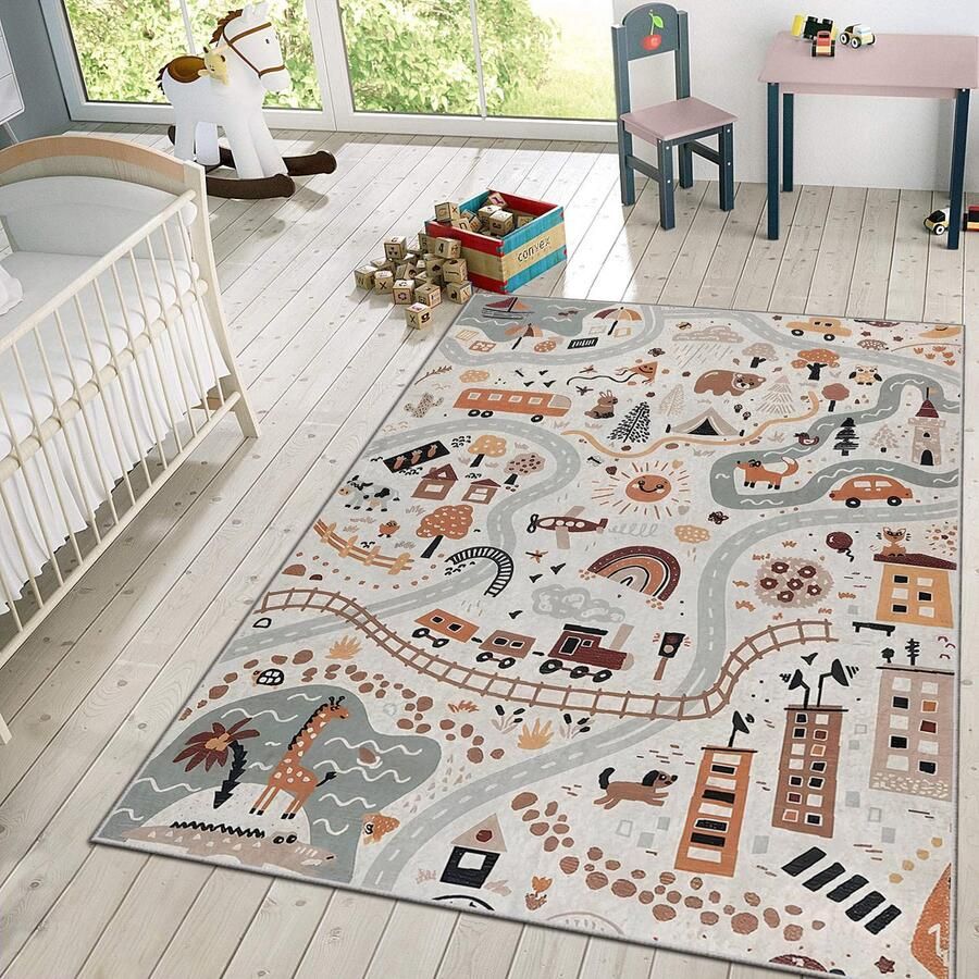 Vloerkleed Kinderkamer Speelkleed Baby Speelmat Speeltapijt Tapijt voor Kinderkamer 120*180 cm Anti Slip Machinewasbaar