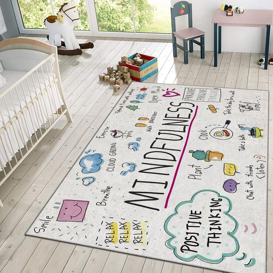 Zeo Wood Vloerkleed Kinderkamer Speelkleed Baby Speelmat Speeltapijt Tapijt voor Kinderkamer 120*180 cm Anti Slip Machinewasbaar