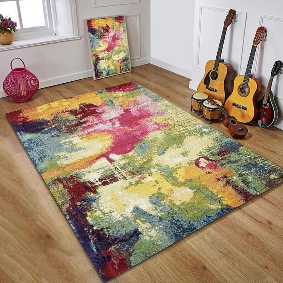 Vloerkleed Laagpolig Abstract Patroon Geschikt voor Woonkamer en Slaapkamer 1 stuk Veelkleurig 120 x 170 cm