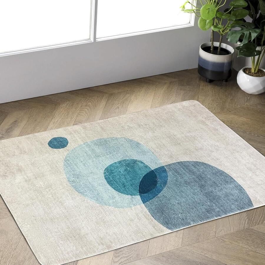 Vloerkleed Laagpolig Modern Geometrisch Design 80 x 120 cm Lichtblauw Beige