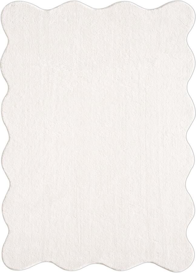 Vloerkleed Loft Shape – Zacht Hoogpolig Vloerkleed in Cream Wasbaar tot 30° & Pluizig-140 x 200 cm