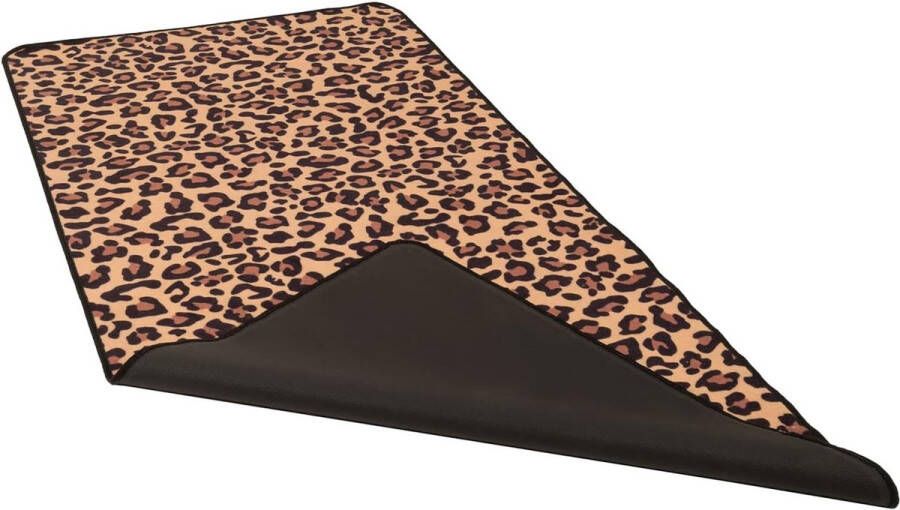 Vloerkleed met panterprint dierprint kleine tapijten antislip gevormd tapijt van imitatieleer voor slaapkamer kantoor woonkamer vloermat (80 x 150 cm)