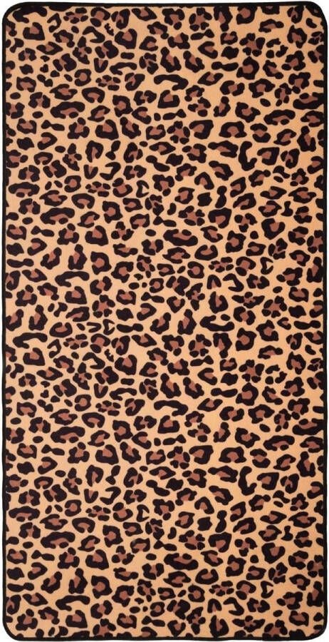 Vloerkleed met panterprint dierprint kleine tapijten antislip gevormd tapijt van imitatieleer voor slaapkamer kantoor woonkamer vloermat (50 x 150 cm) - Foto 4