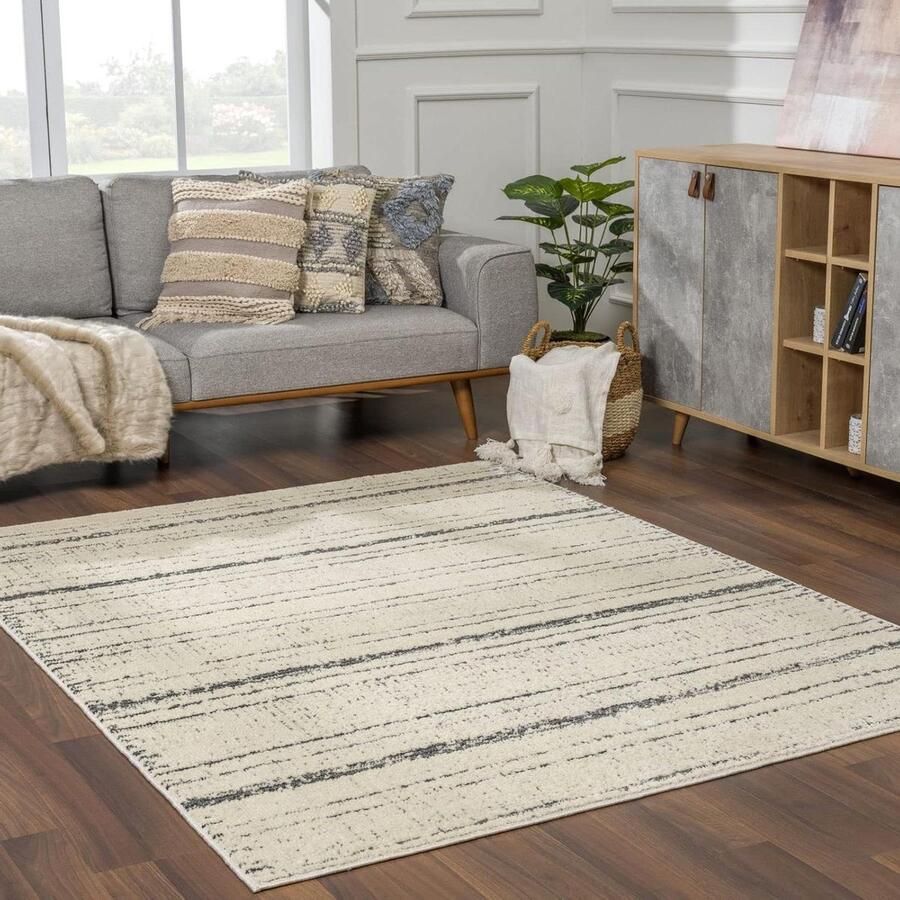 Vloerkleed modern abstract design Marmerlook Woonkamer eetkamer slaapkamer 160 x 213 cm Ivoor