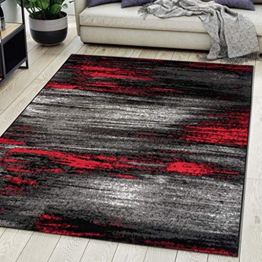 Vloerkleed Modern Grijs Abstract Patroon Tapijt voor Woonkamer Slaapkamer en Eetkamer Onderhoudsarm en Hypoallergeen 250x300 cm