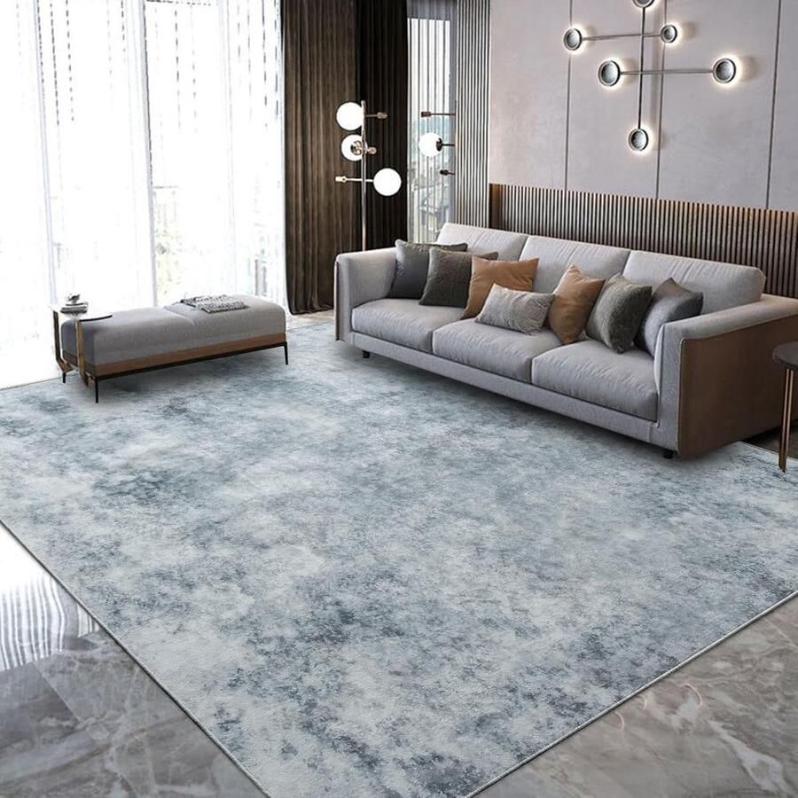 Vloerkleed modern laagpolig tapijt 200 x 300 cm grijs wit