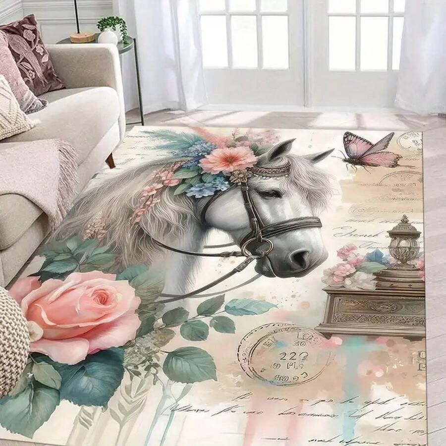 Vloerkleed paard bonte antislip tapijt keukenkleed salontafel kleed woonkamer slaapkamer woondecoratie kamerdecoratie 80 x 120 cm