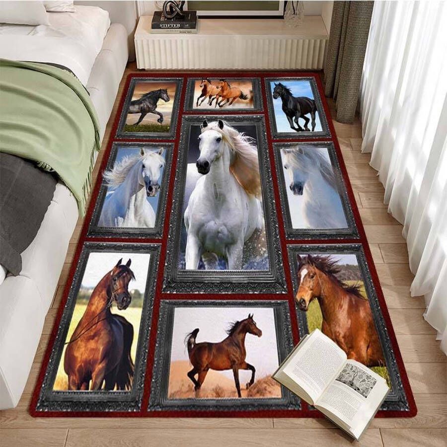 Vloerkleed paarden anti-slip tapijt keukenkleed salontafel kleed woonkamer slaapkamer 80 x 120 cm