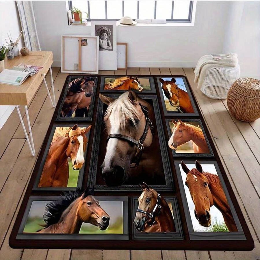 Vloerkleed paarden anti-slip tapijt keukenkleed salontafel kleed woonkamer slaapkamer 80 x 120 cm