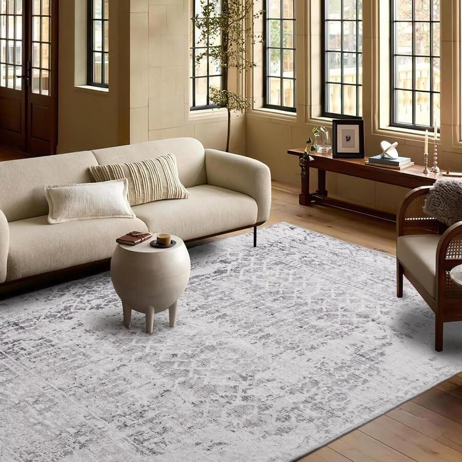 Vloerkleed Patchwork Vintage Laagpolig Antislip 1 stuk Grijs 160x230 cm