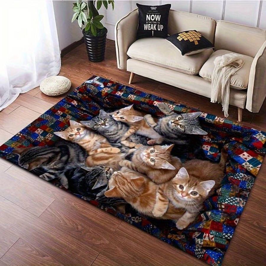 Vloerkleed poezen katten anti-slip tapijt keukenkleed salontafel kleed woonkamer slaapkamer foam 80 x 120 cm