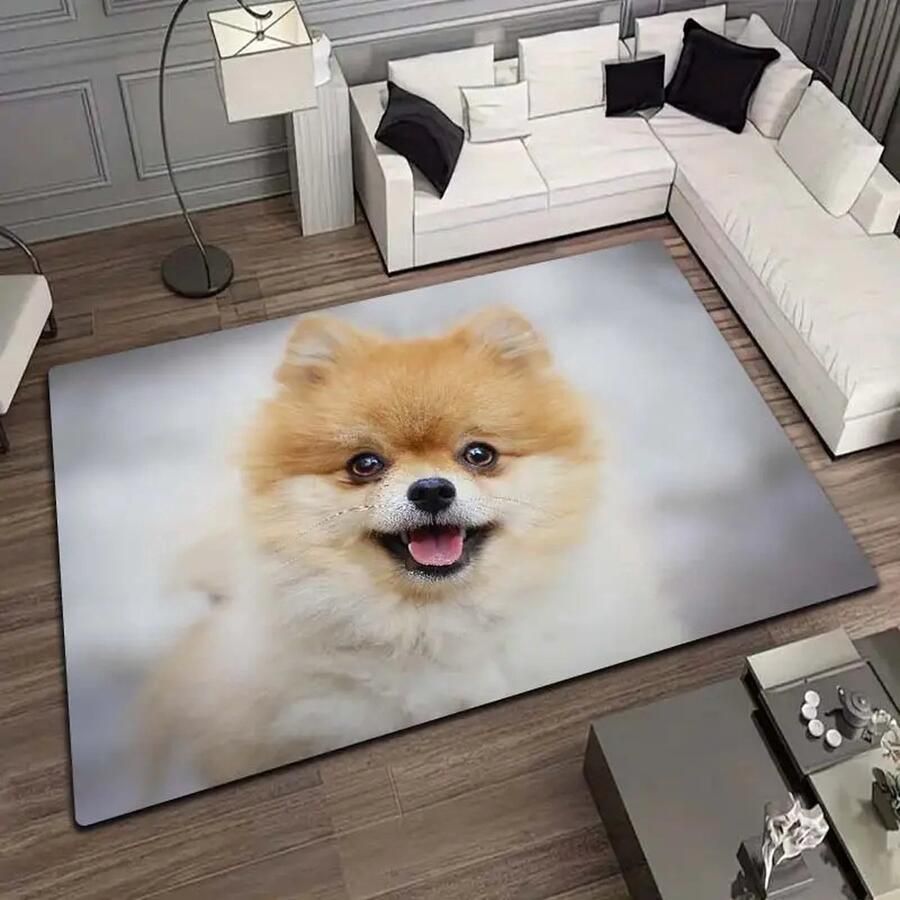 Vloerkleed Pomeriaan dwergkeeshond Pommetje anti-slip tapijt keukenkleed salontafel kleed woonkamer slaapkamer 80 x 120 cm