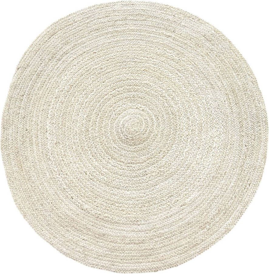 Vloerkleed Rond Half Wit Vloerkleed Van Jute Tapijt Alhambra Natuurlijk 100% Natuurlijk Handgeweven Vloerkleed Woonkamer Slaapkamer Eetkamer Gang Ingang (100x100cm)